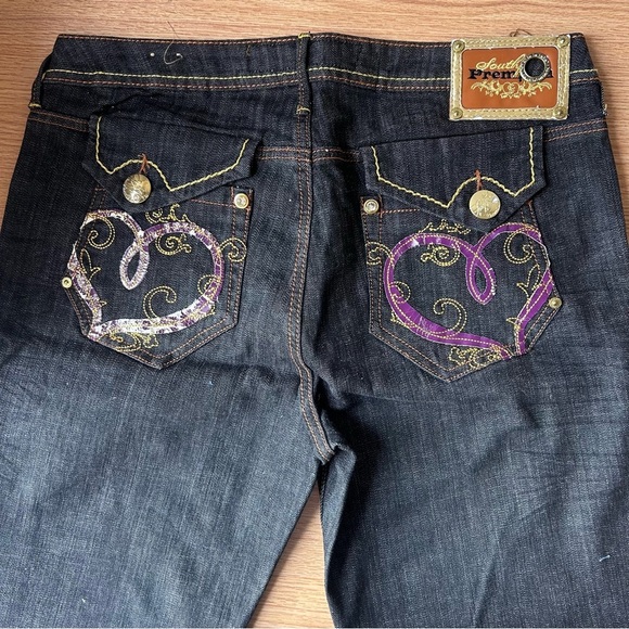 Southpole Jeans Gray Charcoal Bootcut Low Rise Embroidered Y2K - Picture 6 of 8